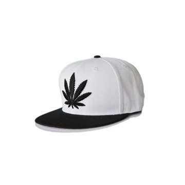 Algodão em branco seis painéis plana bill snapback boné de beisebol (f0039)